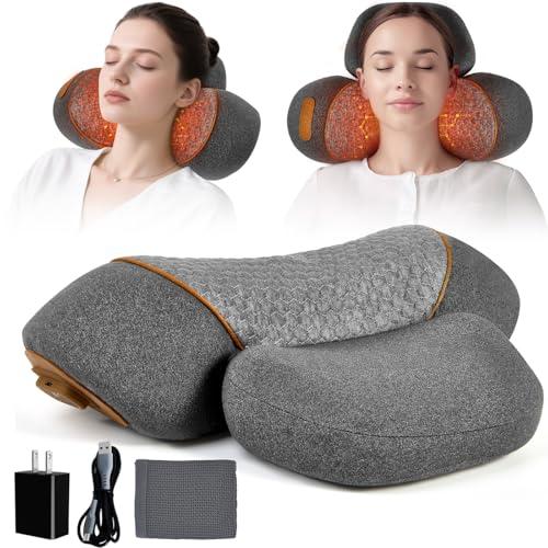KITCADA Upgraded Neck Massager Pillow, 3-in-1 Neck Massager, Traction Massage with Heat, Neck Pillow for Shoulder Pain, Deep Tissue Pain Relief,Rechargeable TheraPillow