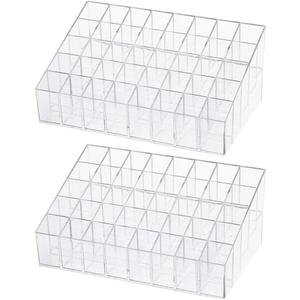 EXCEART Makeup Organizer Stand 2Pcs 40 Grids Lipsticks Holder Clear Acrylic Lipgloss Lipstick Organizer and Storage Display Case for Lip Gloss, Lipstick Tubes Makeup Organizer Shelf