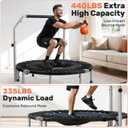 BCAN SP2 48" Foldable Mini Trampoline Max Load 330lbs/440lbs, Fitness Rebounder with Adjustable Foam Handle, Exercise Trampoline for Adults Indoor/Garden Workout | FED Fitness