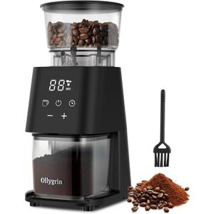 Conical Burr Coffee Grinder with Touch Panel, Adjustable Coffee Bean Grinder with 30 Grinding Settings,2-12 Cups for Espresso,French Press & Drip Coffee (Black)