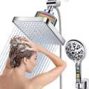 Dual Filtered Rain Shower Head Combo, High Pressure 10 Modes Handheld Shower Head Built in Water Filtration, 6 inch Rainfall Shower Head with Filter for Hard Water