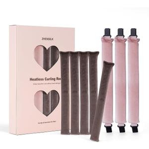 Heatless Curls Overnight Rods Set  8PCS Flexible Heatless Curling Rods for Long & Short Hair, Soft No Heat Hair Curler Blowout Styling Tools for Loose Waves or Tight Curls (3*Pink 5*Brown)