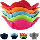 SHILA Bowl Snuggies, Multicolor Set of 5 Microwave-Safe Hot Bowl Holders to Keep Your Hands Cool and Your Food Warm, Polyester & Sponge Heat Resistant Dish Pads for Soup, Rice and Pasta