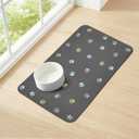 2 x Cat Food Mat Absorbent Dog Mat for Food and Water Non Slip Quick Dry Dog Bowl Mats for Floors 19" X 12" Paw Dark Gray