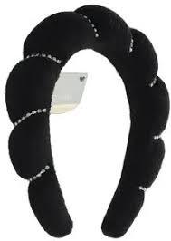 3 x black puffy padded spa headband decorated