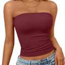 Trendy Queen Women's Strapless Bandeau Crop Top (Burgundy), S