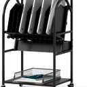 Laptop Charging Cart 10 Device Mobile Open Charging Carts for Laptops Tablets Chromebooks, Removable Dividers Charging Station Storage Cart with Wheels for Office Classroom Hospital