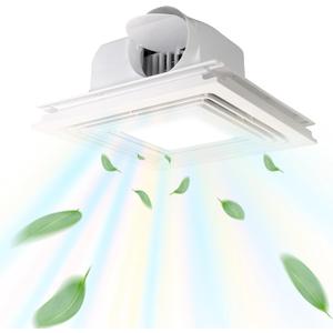 Bathroom Exhaust Fan with Light, 114CFM Wall Ceiling Mounted Quiet Bathroom Fan for Bedroom, Office, Toilet, 3-color changer