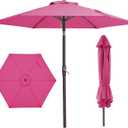 JEAREY 7.5FT Patio Umbrellas Outdoor Pool Umbrella Table Market Umbrella with 6 Ribs, Tilt Button for Deck Backyard Garden,Rose Pink