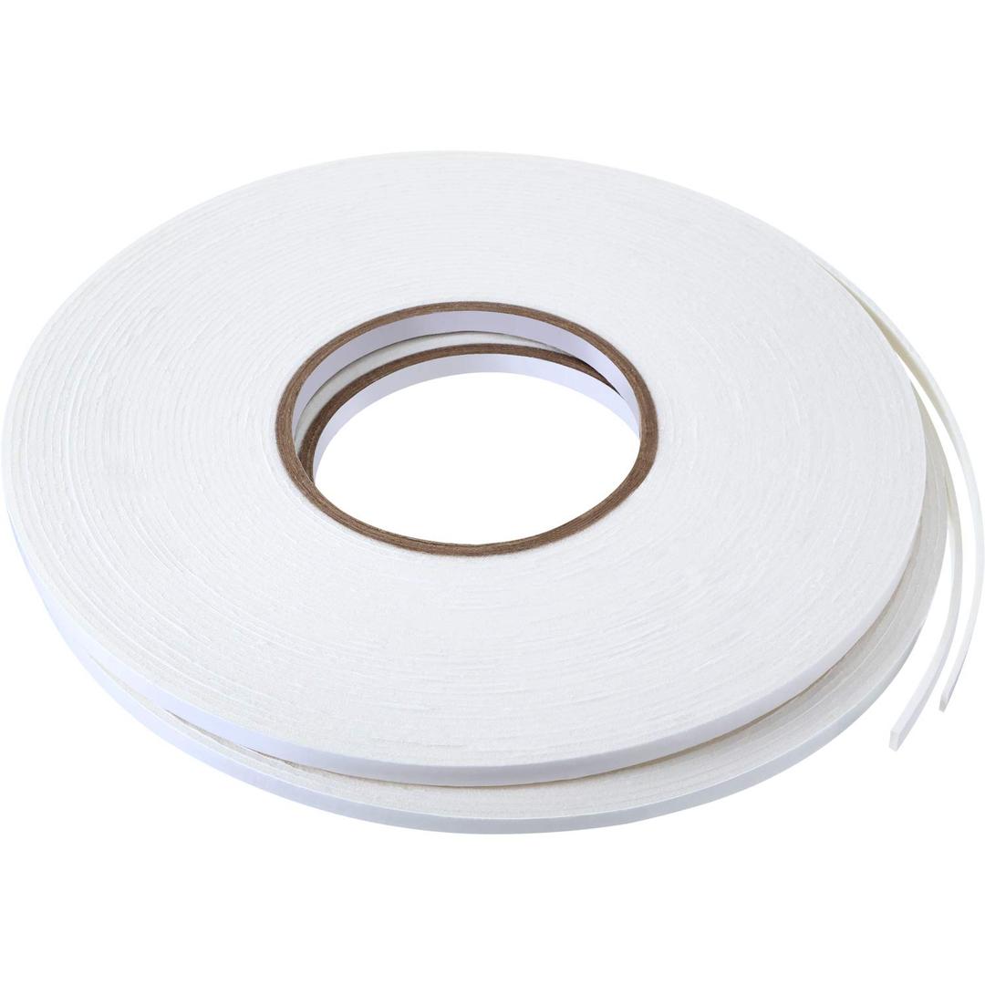 Tatuo 2 Rolls Double Sided Foam Tape 1/4 Inch by 50 Feet White PE Foam Tape Sponge Soft Mounting Adhesive for DIY Craft Picture Poster Hanging