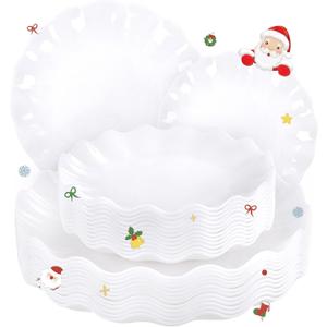 LIYH 24 Pcs White Plastic Plates Reusable - Unbreakable Party Plates, Microwave & Dishwasher Safe Camping Plate Sets Perfect for Parties, Birthday, Picnics, BPA Free (12Guests)