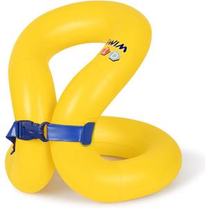 Floaties Swim Vest for Child, Portable Inflatable Pool Floats Swimming Ring with Adjustable Safety Buckle, Safety Swim Arm Bands with Double Surround Air Bag, Durable Float Tube for Kids (M(for weight:50-88lbs), Yellow)