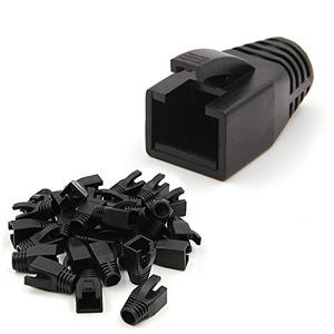 VCE Cat6A/Cat7 Ethernet RJ45 Boots Strain Relief Boots Cable Cap Connector Plug Cover Soft Plastic (Black, 30-Pack)