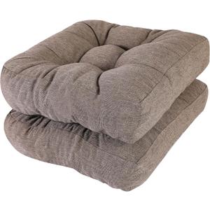 RACE LEAF 19" x 19" Patio Chair Cushions Brown - Outdoor/Indoor Tufted Memory Foam Chair Pads Set of 2, Water-Resistant Olefin Chair Seat Cushion Non-Slip Backing