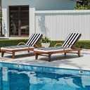 QIUJIAQI Outdoor Chaise Lounge Cushions 2 Pack, Weather-Resistant Patio Pool Lounge Cushions, (Black & White)