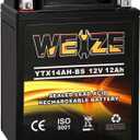 Weize YTX14AH-BS High Performance - Maintenance Free-Sealed AGM ATV Motorcycle Battery for Polaris Sportsman 570 Trail Blazer 250 Ranger 400 500 Suzuki King Quad 300 QuadRunner 250