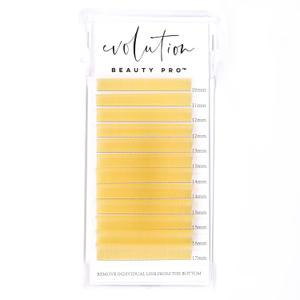 2 x Colored Lash Extensions Easy Fanning Mixed Tray 10-17mm (Yellow Gold)