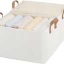 StorageWorks Storage Bins, Shelves Baskets for Organizing, Large Fabric Closet Organizers with Handles, Metal Frame, Beige, 2-Pack