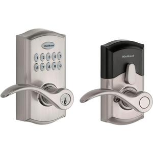 Kwikset SmartCode 955 Pembroke Light Commercial 10-Button Keypad Electronic Lever, Featuring Convenient Keyless Entry, 3-Year Batter Life and High Traffic Durability Satin Nickel
