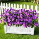 2 x Artificial Impatiens Flowers for Outdoors, 6 Bundles Silk Fake Flowers for Spring Summer Decoration, UV Resistant Faux Plants Plastic Bouquet for Home Planter Porch Patio Yard Decor(Double Purple)