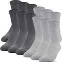 Gildan Men's Polyester Half Cushion Mid-Crew Socks, 12-pack (Grey)