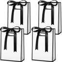 Kolldenn 30 Pcs Thank You Gift Bags with Handles 10.2 x 7.1 x 3.2 Inch Elegant Party Favor Bags with Ribbon Bow for Wedding Bridal Birthday Bridesmaid Graduation Holiday Party Supplies(White)