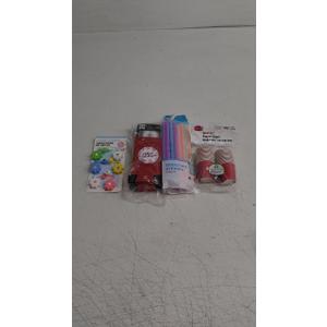 Drinking Set: Straw Toppers 6 Pcs, Trailblazers 6 Pcs, Straws 22 Pcs, 24 Cups 2 Oz