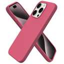 ORNARTO Compatible with iPhone 15 Pro Case 6.1", Liquid Silicone 3 Layers Full Covered Soft Gel Rubber Cover, Shockproof Protective Slim Phone Case with Anti-Scratch Microfiber Lining-Desert Rose