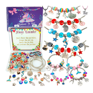Charm Bracelet Making Kit, Unicorn Mermaid Jewelry Making Supplies Beads DIY Art Craft Set Jewelry Making Kit for Girls Teens Age 6-12