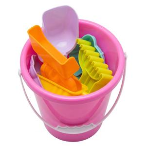Beach Bucket Toy Set 9 Piece 1 Bucket 2 Shovels 1 Rake 5 Sand Molds 4 Pack