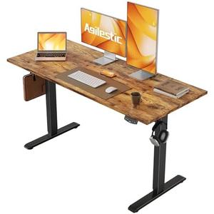 Agilestic Electric Standing Desk, 48 x 24 Inches Height Adjustable Desk, Sit Stand up for Work Office Home, Ergonomic Rising Computer Table with Memory Preset, Rustic Brown