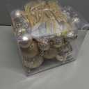 46 Pcs Champagne Christmas Ball Ornaments, Shatterproof Christmas Tree Ornaments Set with Velvet Christmas Bows Decor, Vintage Xmas Decorations with Hanging Hooks in 3 Sizes(Small Medium Large)