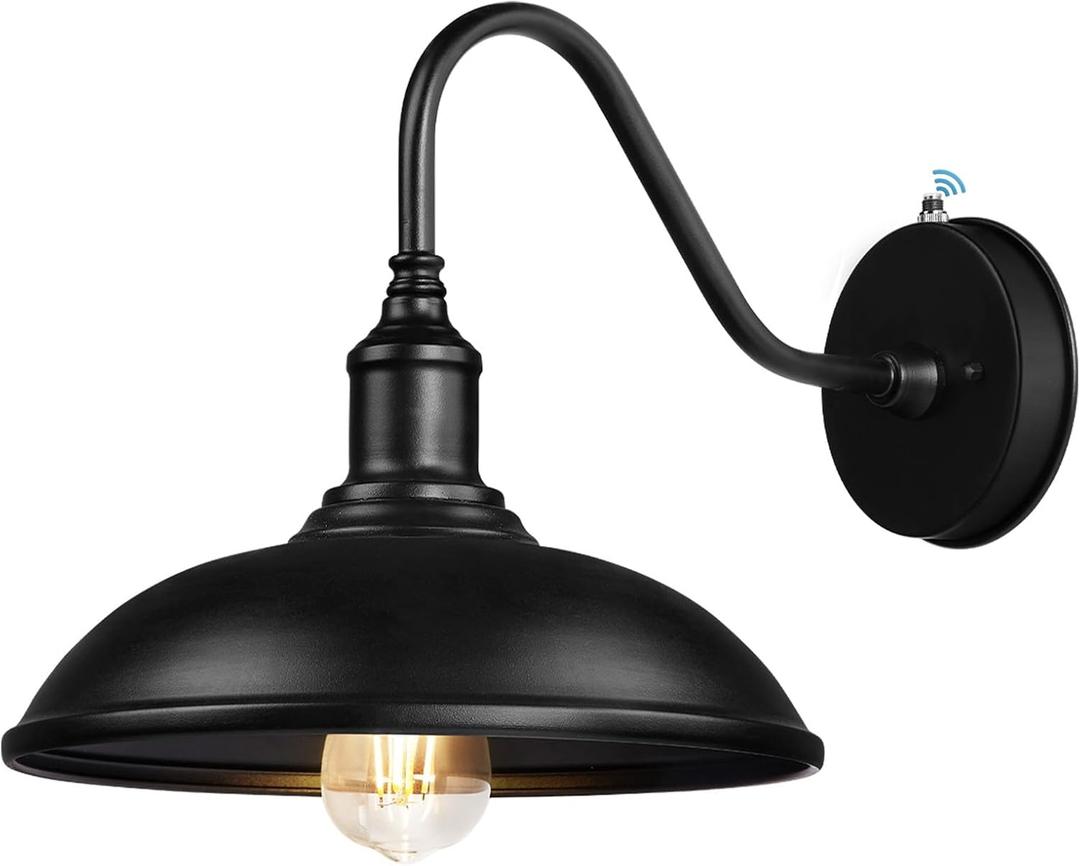 Dusk to Dawn Exterior Farmhouse Lighting Barn Light Fixture for House with Anti-ponding Bottom, Outdoor Barn Light Gooseneck Lighting for Garage Patio Porch (10.9" Diameter, 1 PC)