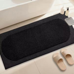 DEXDE Bathroom Rugs 24x47 Inch, Ultra Soft Absorbent Quick Dry Microfiber Bath Rugs Non Slip Machine Washable Bath Mat for Bathroom Floor, Shower, Black (2' x 3'11" (Rectangular))