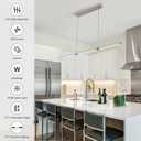 EDISLIVE Modern Linear LED Island Light Dimmable LED Chandelier 47.24 in Adjustable Linear Hanging Light Fixture 3000K 20W Pendant Light for Dinning Room Kitchen，Nickel