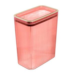 Glad Bathroom Trash Can, 2.6 Gallon (10L) - Slim Plastic Waste Basket with Pop-Up Lid and Bag Ring - Colored Clear Trash Can for Bedroom, Office, College Dorm - Blush