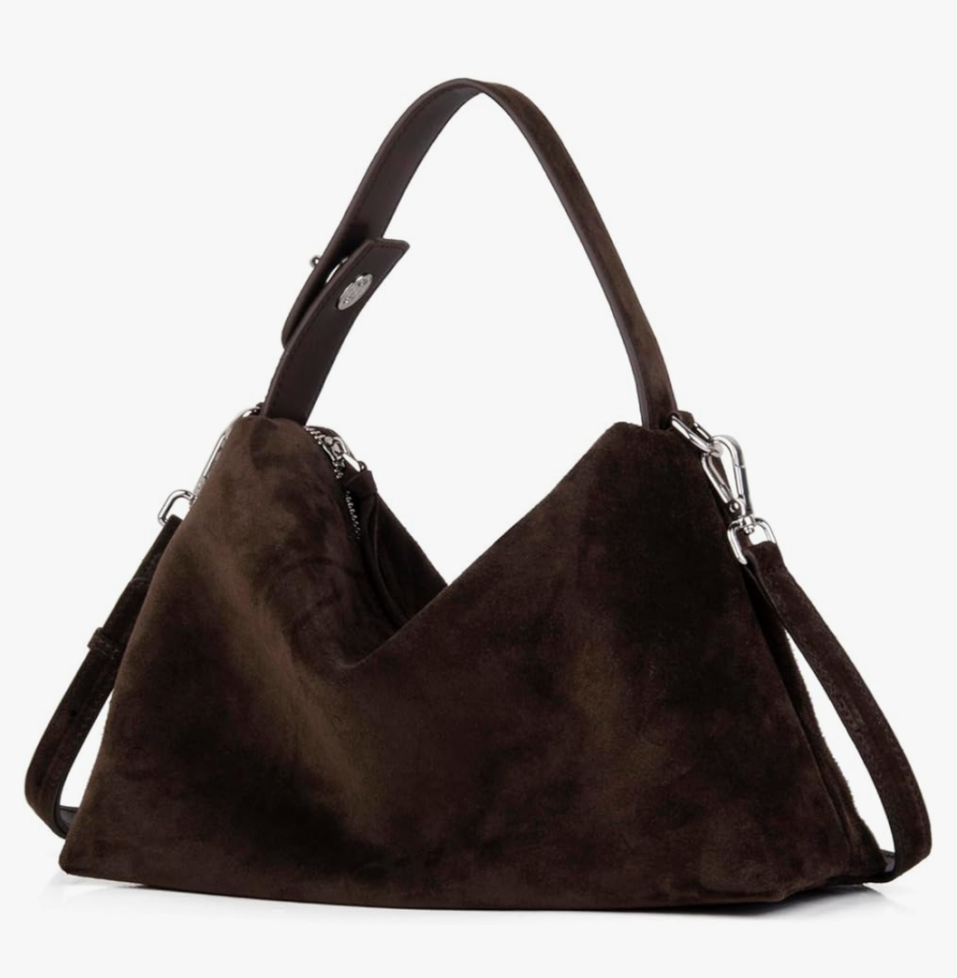 DONNAIN Premium Suede Leather Crossbody Bags for Women, Slouchy Suede Shoulder Bag with Adjustable Strap and Tote Handbag