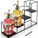 4 Tier Syrup Bottle Holder, 4 Bottle Metal Coffee Syrup Rack, Countertop Syrup Holder for Coffee Bar, Wine Display Storage Shelf, Cabinet Bottle Stand for Syrup, Liquor, Dressing