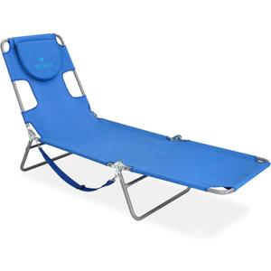 Ostrich the Original Chaise 72 x 22 Inch Lounge Portable Reclining Lounger, Outdoor Patio, Beach, Lawn, Camping, or Pool Tanning Chair, Ocean Blue