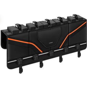 Ytonet Tailgate Bike Pad Holds 5 Bikes, Heavy Duty Tailgate Pad for Mountain Bikes with Tool Pockets & Reflective Strips, Scratch-Resistant Truck Bike Tailgate Pad Match Mid-Size & Compact Pickups