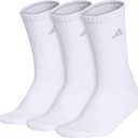 Cushioned Crew Socks (3-Pair) with arch compression, Large, White/Clear Onix Grey)