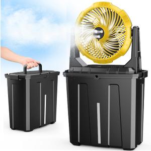 Ausic Portable Misting Fan, 9L 10-inch Outdoor Mist Fans for Outside Patios Cooling, 20000mAh Rechargeable Battery Fan with Water Box, 3 Strong Winds, 3 Spray Mister, Camping/Beach Summer Essentials