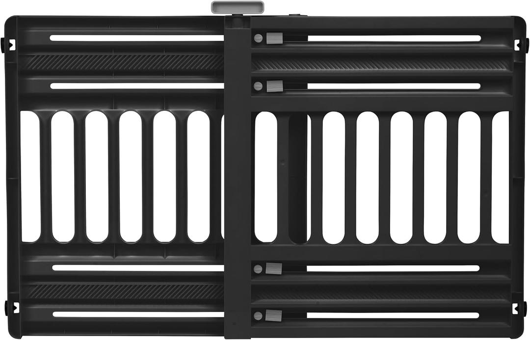 IRIS USA 24"-39" Dog Gate, Adjustable Indoor Pet Barrier, Pet Gate for Puppy, Small Dog, Cat, Easy Twist-to-Lock for Doorways & Stairs, Portable, Expandable, 25" Tall, Black