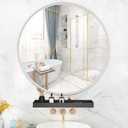 Muzilife 24" Round Mirror, Bathroom Circle Mirror, Silver Wall Mirrors with Modern Brushed Metal Frame, Suitable for Wall Hanging Decoration, Living Room, Bedroom