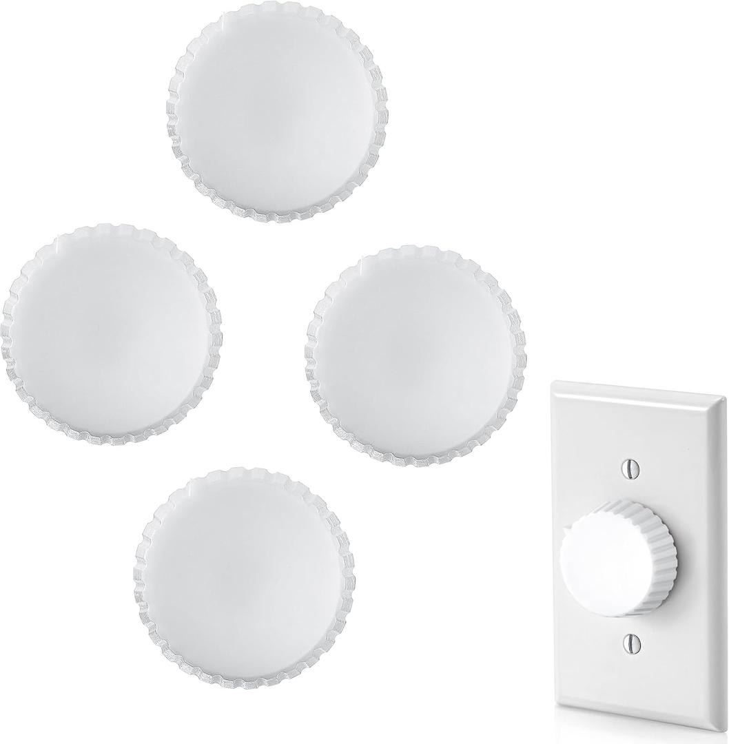 Dreyoo 4 Pack Rotary Dimmer Replacement Knob Compatible with Lutron RK-WH, Dimmer Switch Knob Upgraded Wave Edge Design, White