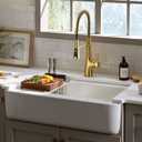 Kohler K-28874 Tempered 35-5/8" x 21-5/16" x 9" Undermount Single-Bowl Farmhouse Workstation Kitchen Sink with Tall Apron - White
