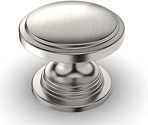 Amerdeco 25 Pack 1-1/4 inch Kitchen Cabinet Knobs Brushed Satin Nickel Cabinet Knobs Bedroom Dresser Drawer Knobs Single Hole Cabinet Handles