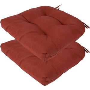 FUNHOME Outdoor Chair Cushions 19 x19 Inch, Water Resistant Tufted Seat Cushions 19", Reversible, Weather Resistant, Rounded Back Wicker Chair Cushion for Patio Garden Furniture(Dark Red)