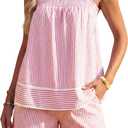Blooming Jelly Women Two Piece Lounge Sets Striped Camisole Top Matching Shorts Set Summer Vacation Outfits with Pocket, S