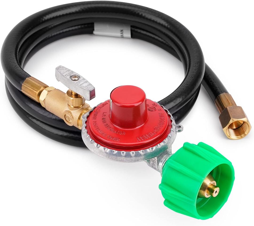 Stanbroil 48 Inch 10 PSI High Pressure Propane Adjustable Regulator Valve Hose Assembly - QCC1 x 3/8" Flare Swivel Fitting